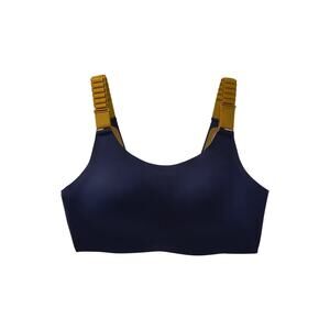 BROOKS Run Dare Scoopback Sports Bra 32 C/D Navy Green High Impact Running NWT